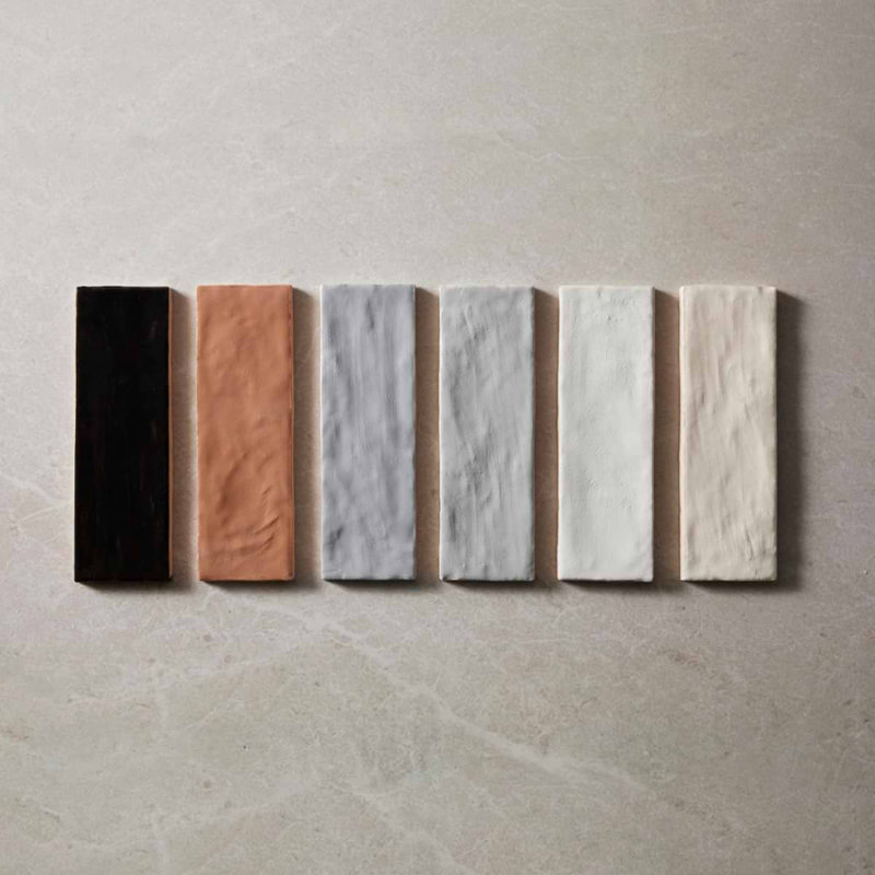 Montauk 2x8 Mixed Finish Ceramic Tile, Jet Black