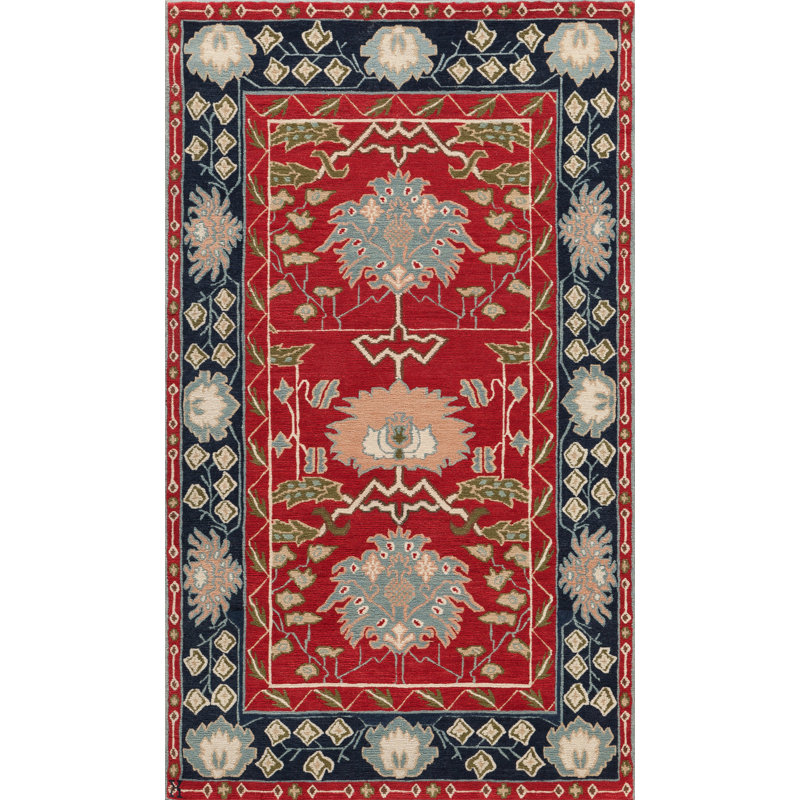 Sultana Wool Oriental Area Rug in Red/Navy/Green/Beige, Rectangle 3' x 6'