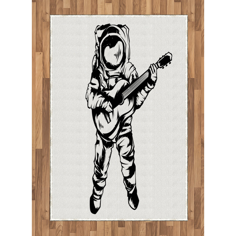 Astronaut High Density Long Fiber Poly Threads Decorative Area Rug Carpet, Rectangle 4' x 5'8"