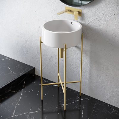 Lavabo console rond 16,5 po Monaco, lavabo blanc
