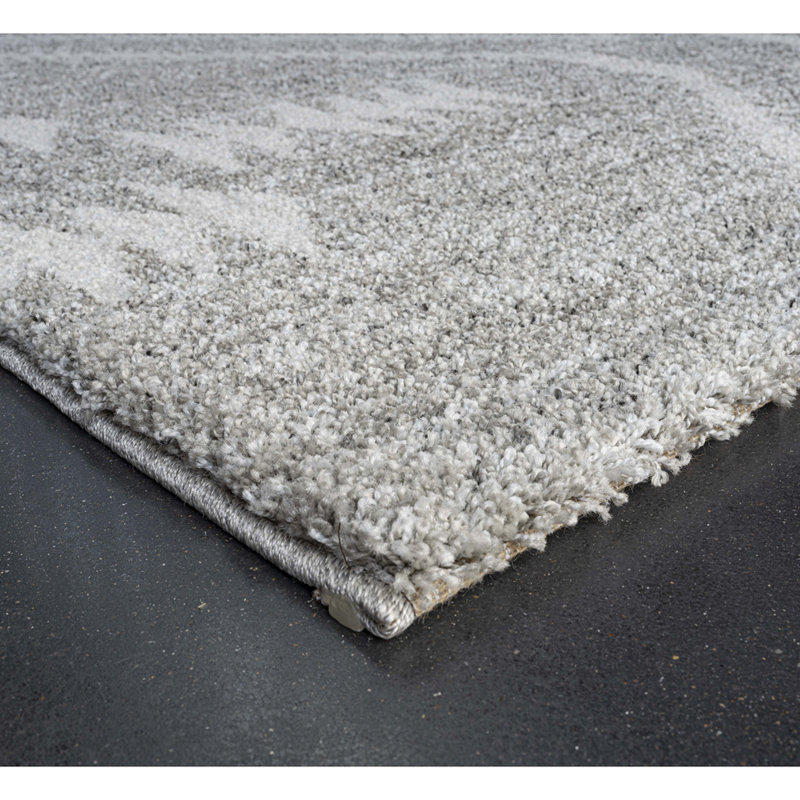 Tapis à poils longs gris et ivoire Garcia, Rectangle 7 pi 10 po x 10 pi 10 po