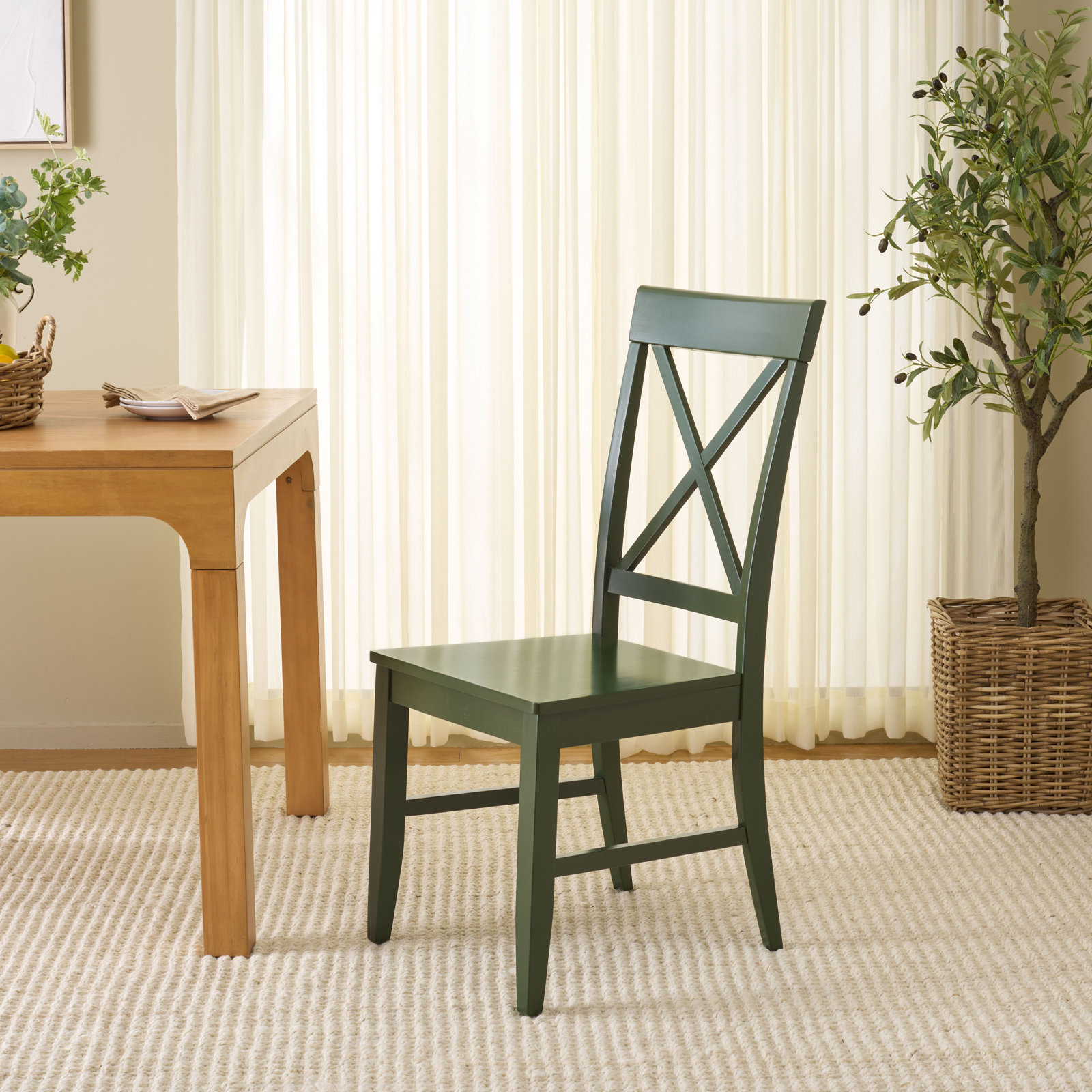 Cierra X-Back Side Chair, Dark Green