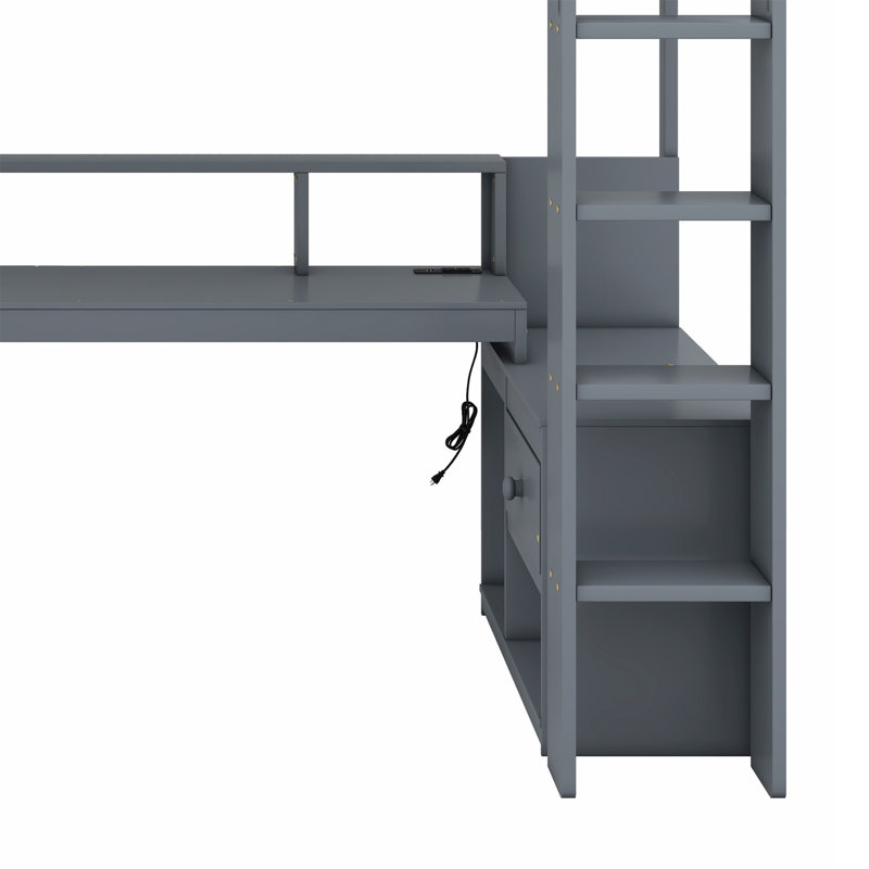 Jaylein Kids Loft Bed with Drawers, Twin