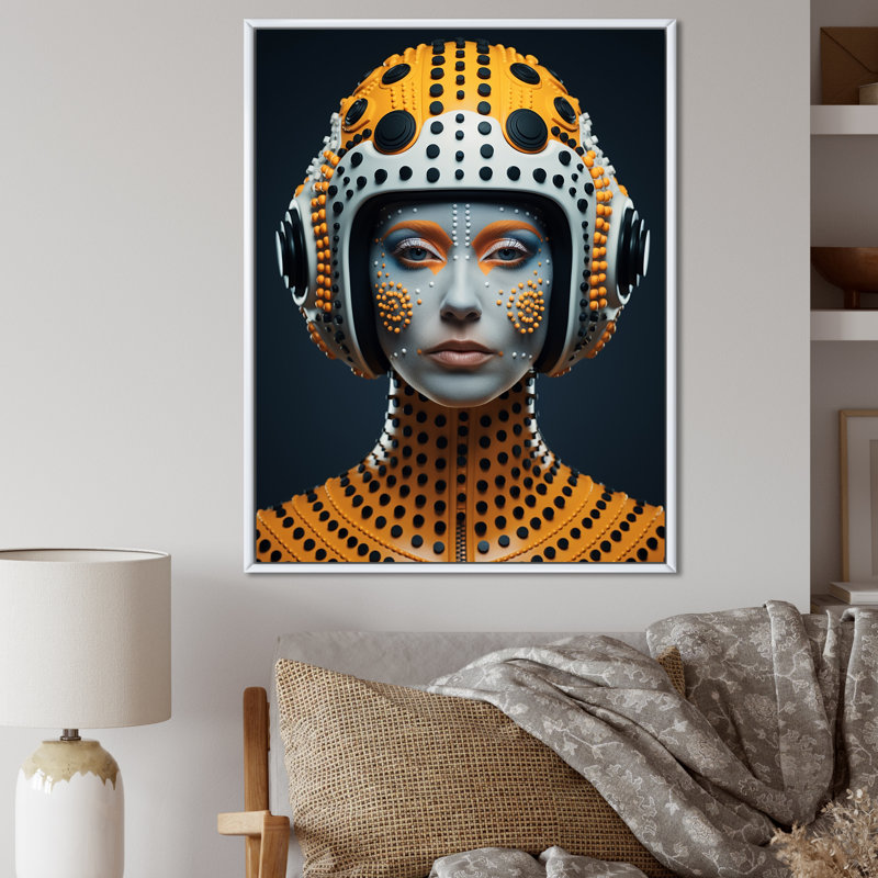 «Sci-Fi Beauty Futuristic Space Portrait of I» sur toile, H 32 po x l 24 po x P 1 po, Cadre flottant blanc
