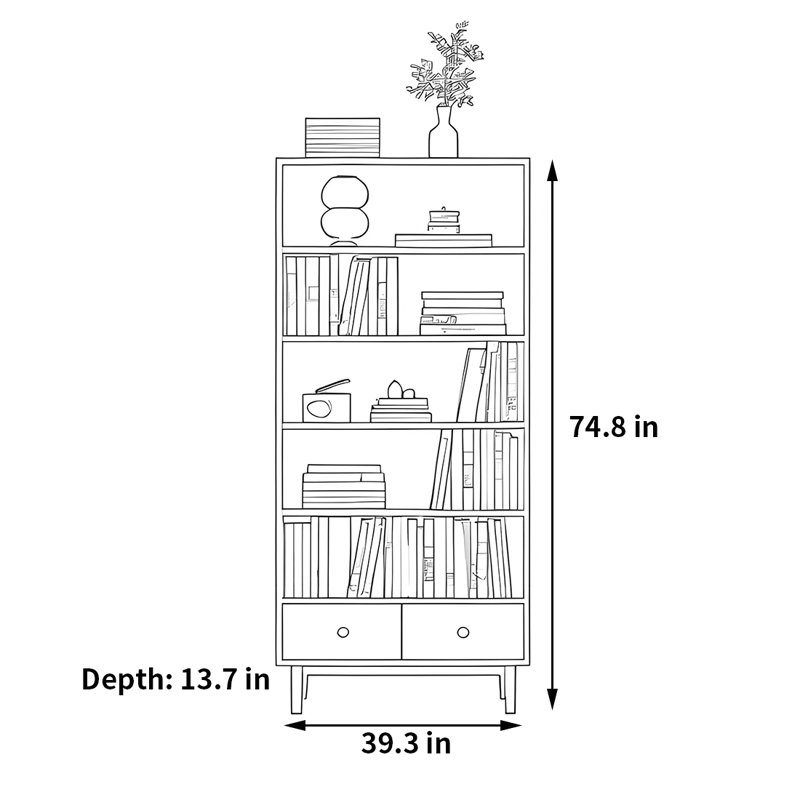 Bibliothèque simple et de haute qualité, Brun