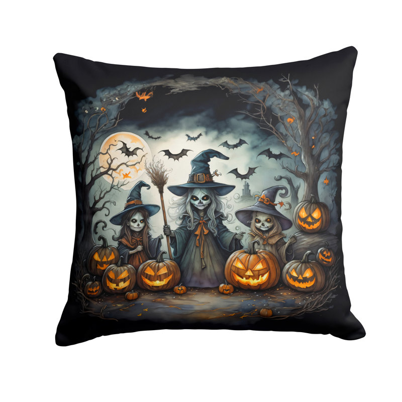 Witches Spooky Halloween Fabric Decorative Pillow, 18 " x 18