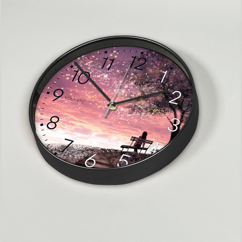 Horloge murale Cobleskill Elegant, 12 po de diamètre, 1,8 po d'épaisseur | Cadre 100% plastique, couvercle en verre véritable | Parfait pour la décoration intérieure, le salon et le bureau | Horloge élégante au design moderne