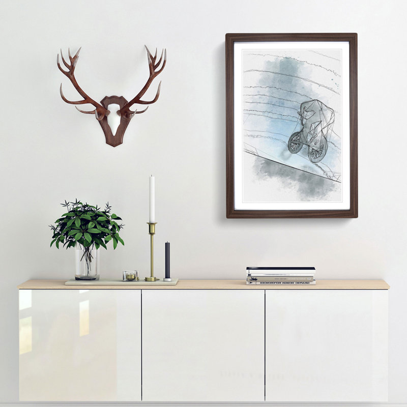 BMX Jump in Abstract - Picture Frame Graphic Art Print, Walnut Framed, 48cm H x 36cm W x 2cm D