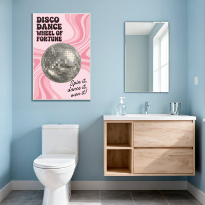Fashion Pink Swirls Mirror Ball Disco Text