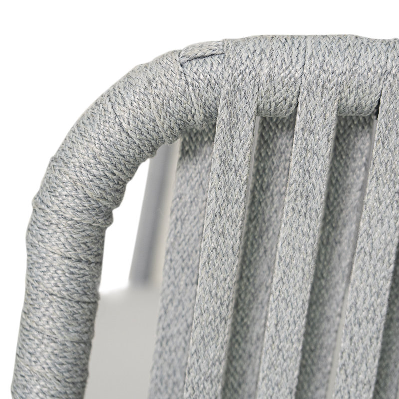 Dominic Outdoor Acacia Wood Rope Woven Club Chairs, Gray, Gray