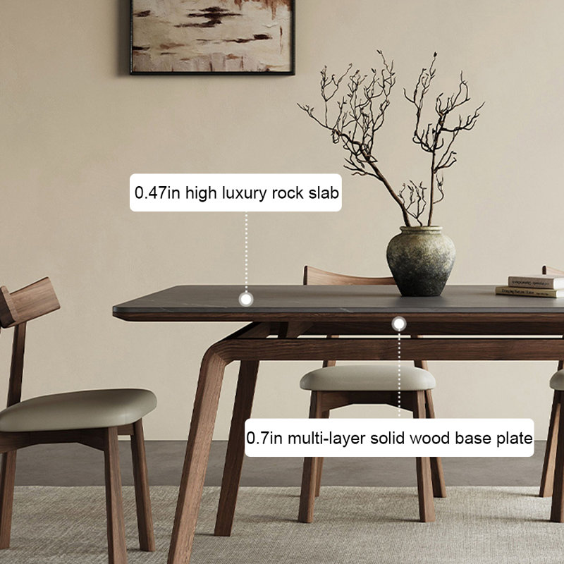 Simple light luxury rectangular rock plate dining, 29.52"H x 55.11"L x 31.49"W