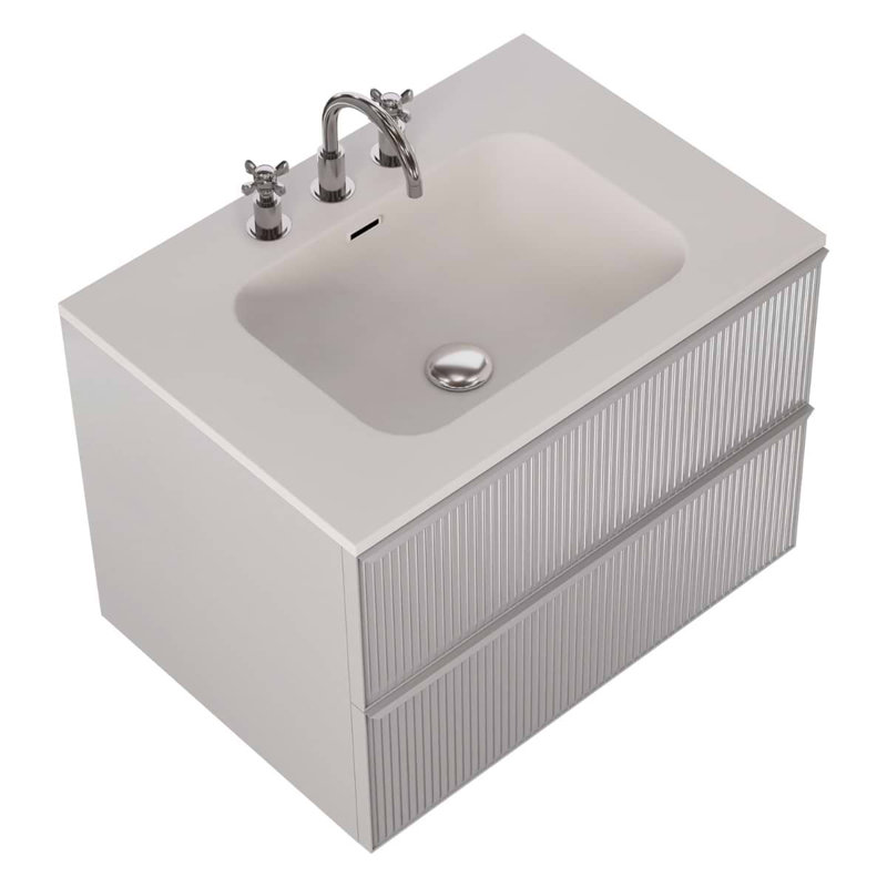 Astor 42" Single Vanity With Integrated White Solid Surfacetop, Pearl, 30"