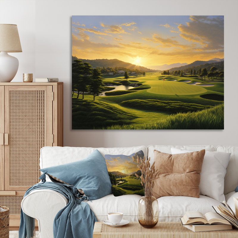 Golf Dawn On The Put I - Golf, reproduction d'art sur toile encadrée, H 24 po x l 32 po x P 1 po, Toile tendue