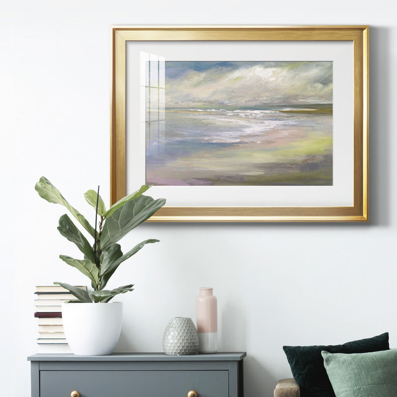 «Beach Light II», reproduction encadrée de qualité supérieure - prête à être accrochée, H 22,5 po x l 30,5 po x P 1 po, Or