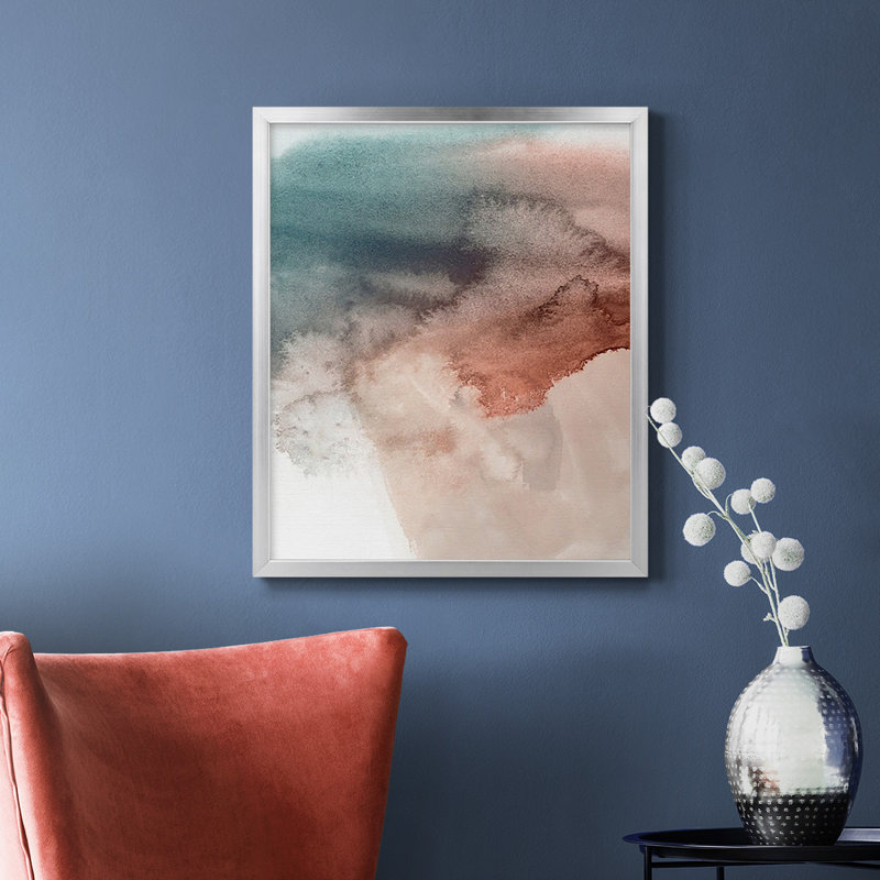 Toile encadrée de qualité supérieure rouge ocre abstraite III - prête à être accrochée, Noir, H 24 po x l 20 po