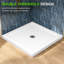 Receveur de douche d'angle en acrylique blanc, forme en losange, 91 x 91 cm (36 po x 36 po), avec bonde centrale, bride de carrelage double face et seuil bas.