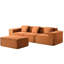 Canapé d'angle modulaire en velours côtelé rouge-orange, convertible en lit, multifonctionnel et spacieux en forme de L, idéal pour les barbecues d'été et les réunions de famille pendant les fêtes.