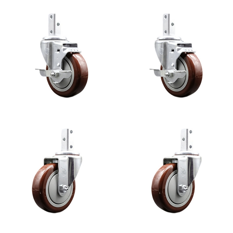 Ensemble de 4 roulettes en polyuréthane, Marron
