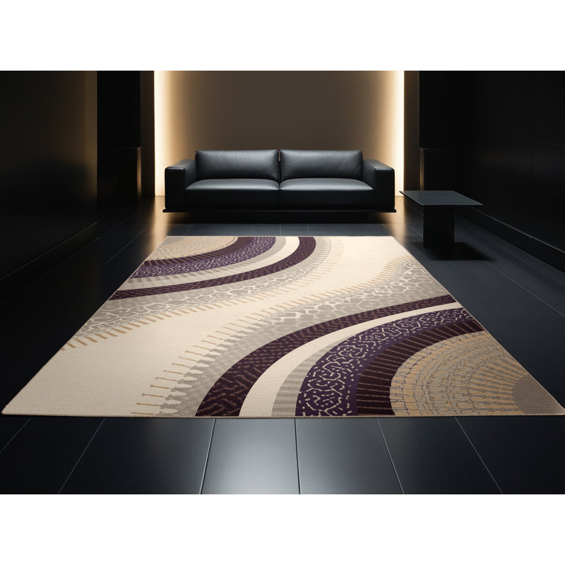 Tapis oriental doux et moelleux d'inspiration mondiale Montpelier - reliure grise et beige, 4 x 2