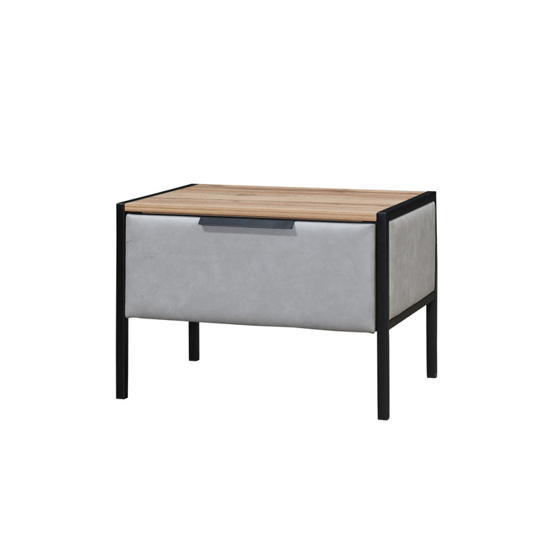 Myree 59cm W Iron Bedside Table, Grey