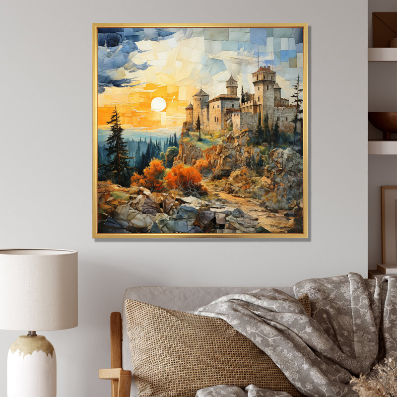 " Landscape Castles Timeless Chroma ", 24" H x 24" W x 1" D, Gold Floater Framed