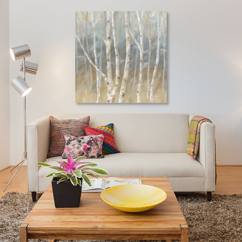 «Silver Birch Square», reproduction sur toile, H 37 po x l 37 po x P 1,5 po, Toile tendue, Pas de tapis