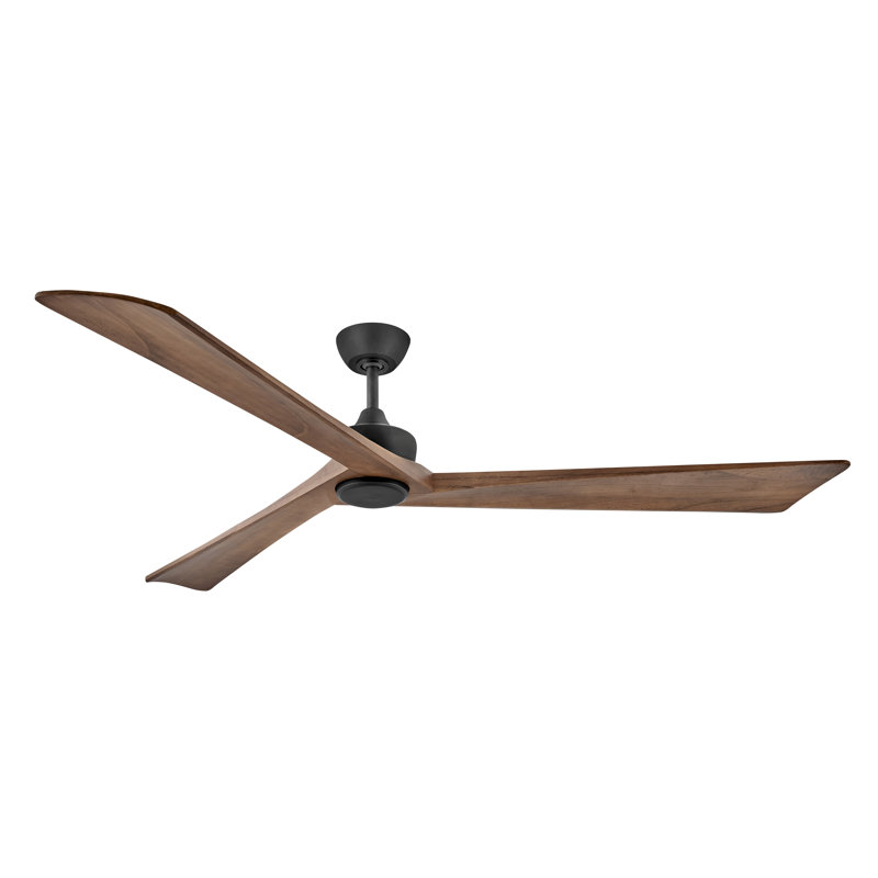 80" Sculpt 3 - Blade LED Standard Ceiling Fan with Wall Control and Light Kit Included, Matte Black, Walnut