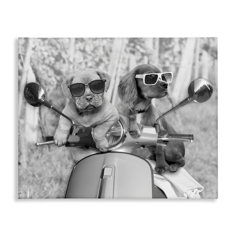 Art mural sur toile, "Chiot à moto", par Marcus Prime, H 36 po x l 48 po
