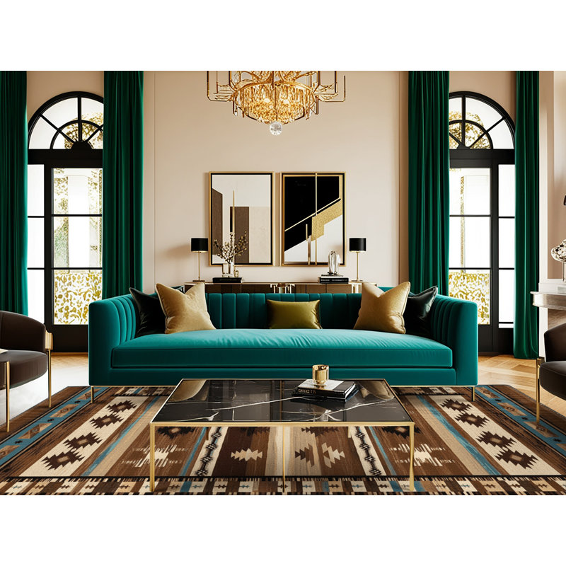  Tapis lavable Western Ranch Southwestern, Rond 3 pi