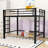Metal Loft Bed With Dual-Side Ladders, Guardrails And Space-Saving Under-Bed Area-1107133549