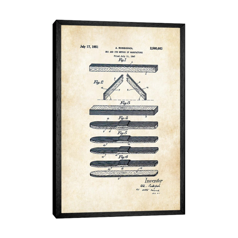 Rossignol Skis 1 Piece Wall Art on Canvas, 101.6 cm H x 66.04 cm W, Black Floated Frame