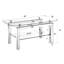 Élégante table basse rectangulaire en verre trempé avec tablette et pieds en miroir