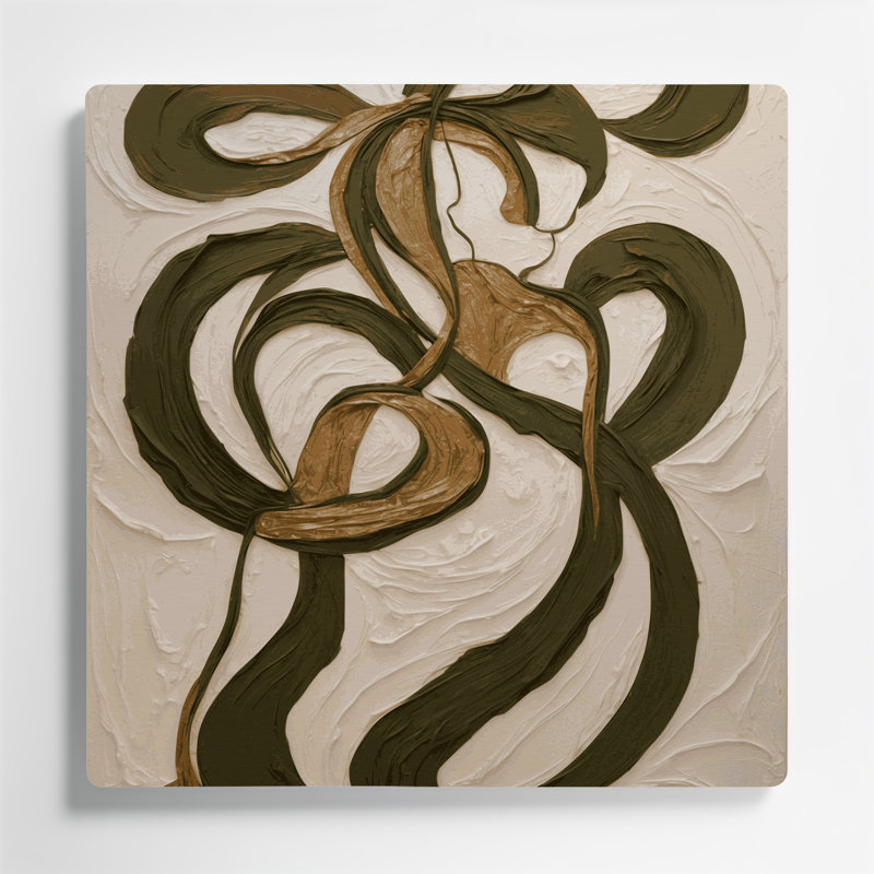 Art mural abstrait en métal beige 47, H 12 po x l 12 po