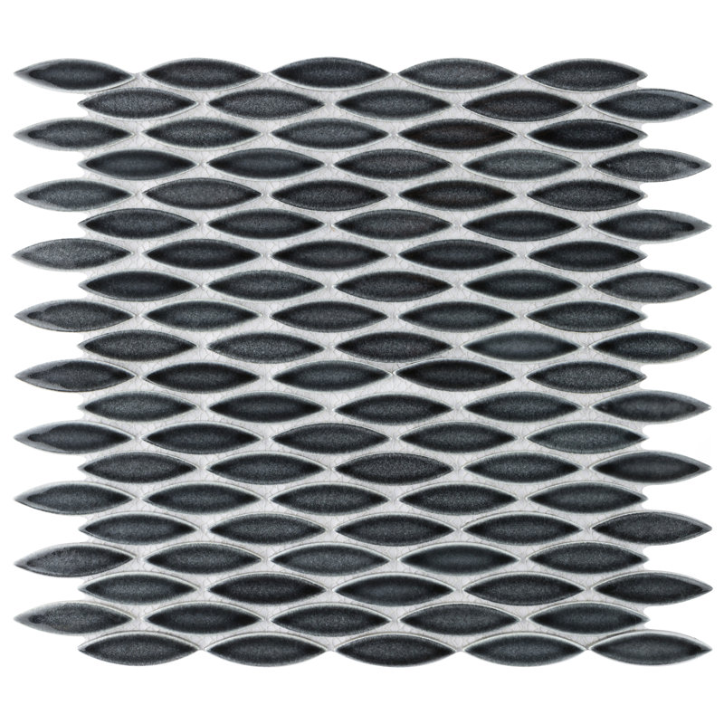 Carreau de mosaïque en porcelaine Pescado 12 "x 12-1 / 2", Gris tempête