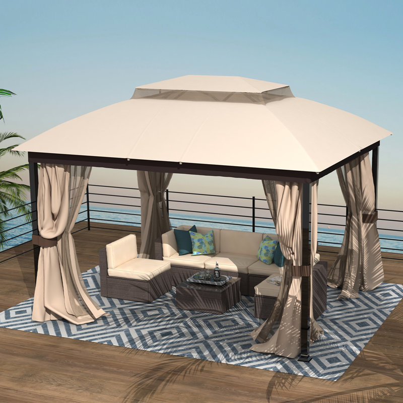 Pavillon de jardin permanent en métal L 10 pi. D Pavillon de jardin en acier