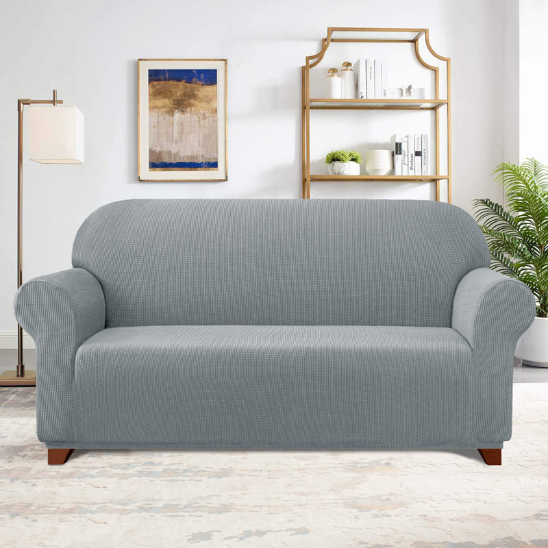 Housse pour canapé à coussins carrés texturés, Gris clair