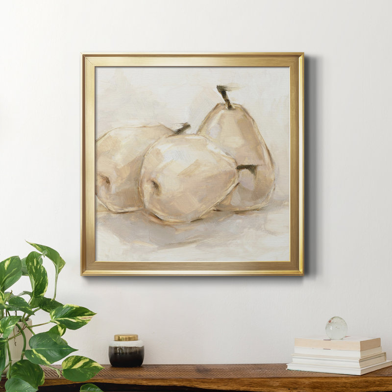 Étude sur poire blanche II - Toile encadrée de qualité supérieure - prête à être accrochée, Cadre doré