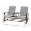 Banc oscillant gris avec sièges respirants et table stable en maille antirouille