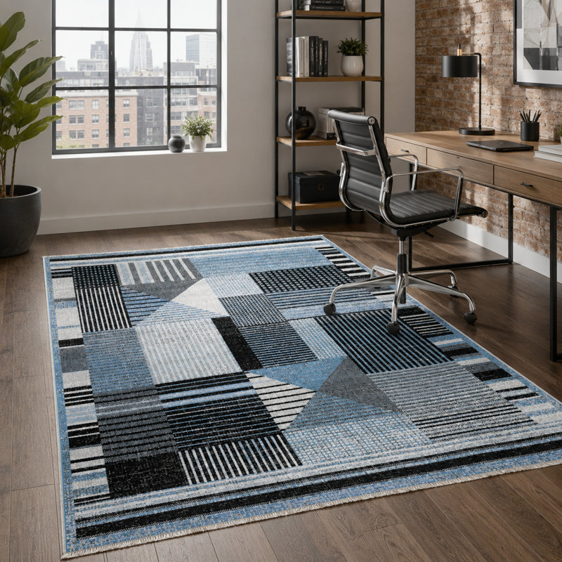 Abstract Cotton and Chenille Flatweave Area Rug, 200 cm round