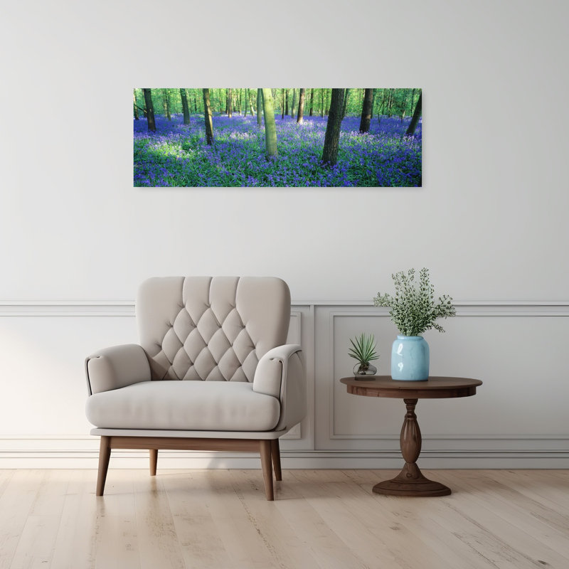 Bluebells in a forest Charfield Gloucestershire England by Peter Adams - 1 Piece Wrapped Canvas Panoramic Wall Art