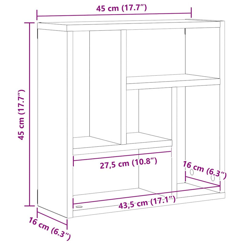 Wall Shelf 45.1x16x45.1 cm Engineered Wood, Black Oak