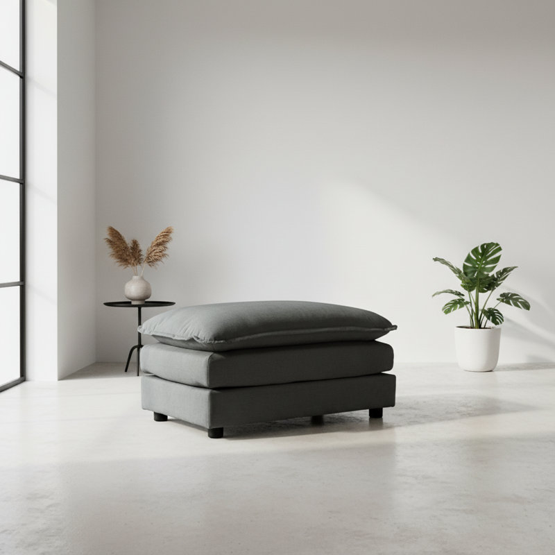 Grey Chenille Fabric Ottoman Footrest For Modular Sofa Combination (2/3/4 Seater) | Gift Idea, Gray