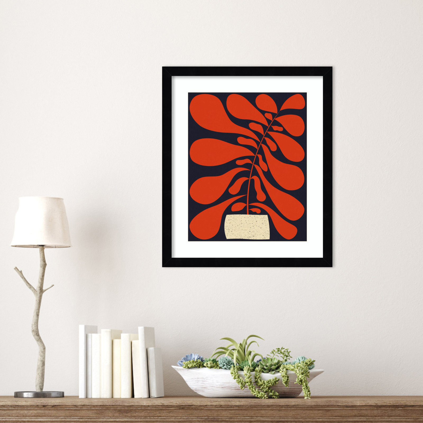 Lynne "Lazy Plant No. 1" Print, Black, 17" H x 15" W