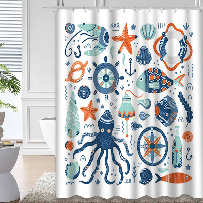 Rideau de douche imperméable bleu marine avec 12 crochets, L 72 po x l 72 po