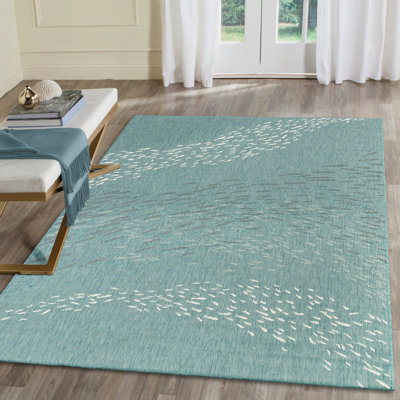 Tapis d'intérieur et d'extérieur à tissage plat abstrait Conradine Performance