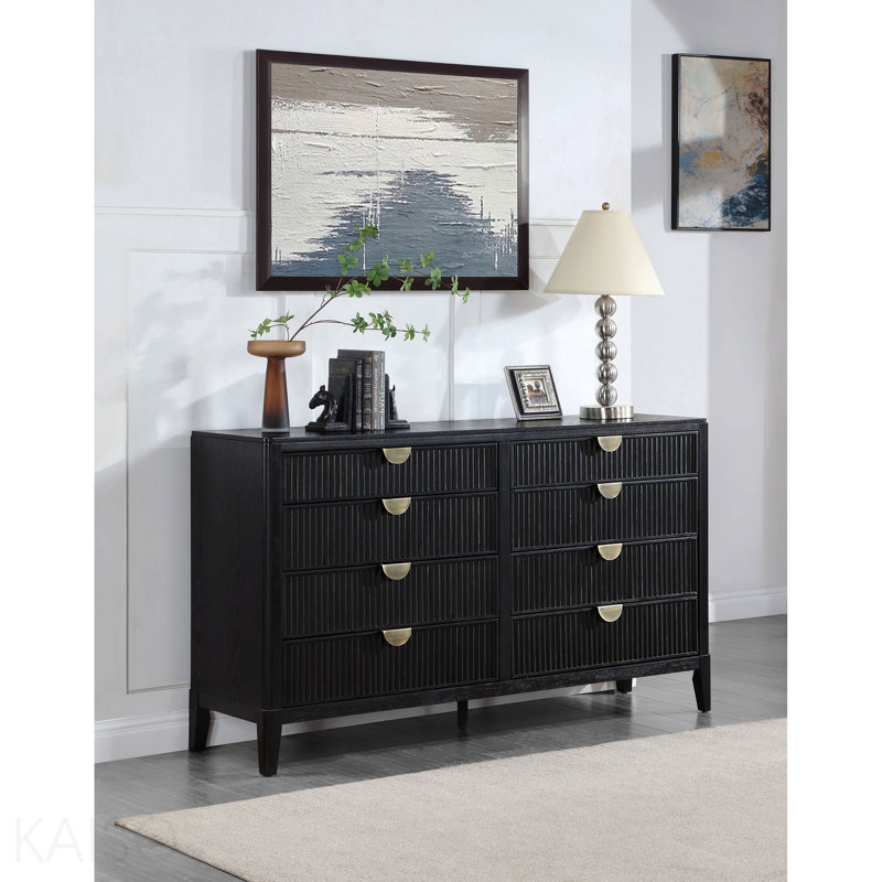 Commode noire à 8 tiroirs
