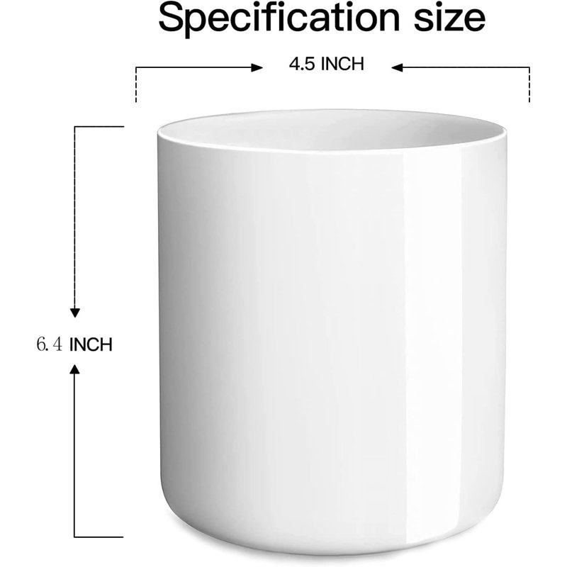 Large Matte Ceramic Utensil Holder (Easy to Clean), 16.26cm H x 11.43cm W x 11.43cm D, White