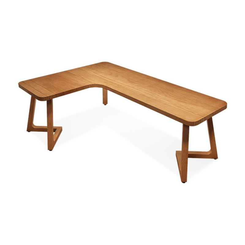 Bureaux rectangulaires en bois massif brun clair, Retour à droite, H 29,53 po x l 70,87 po x P 47,24 po