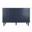 Armoire d'appoint 47 po à 4 portes à panneau arqué avec boutons en laiton - Buffet en bois massif à pieds tournés, rangement pour salle à manger et salon traditionnel moderne, bleu-2119904312