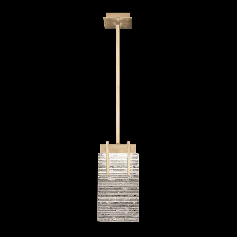 Luminaire suspendu rectangulaire 7,75 po Terra, H 15 po x l 7,75 po x P 7 po, Or